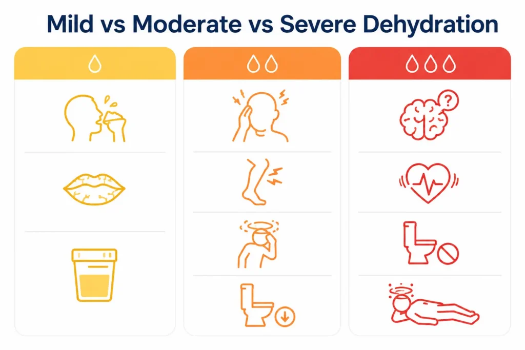 Mild vs moderate vs severe dehydration