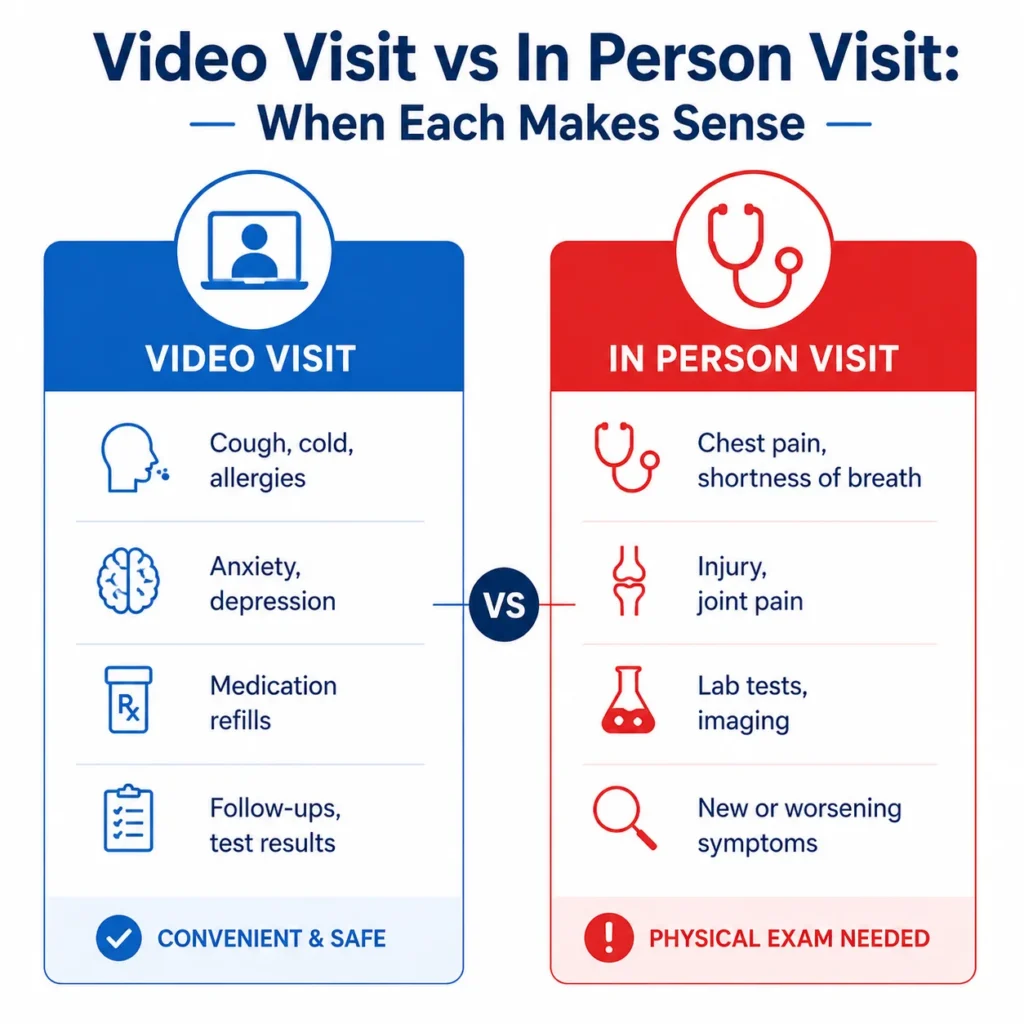 Video visit vs In-person visit